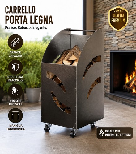 Carrello portalegna ferro - carrello,