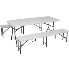 Set Birreria Biertischgarnitur Panca 3 Pz. Pieghevole IN Plastica 180cm