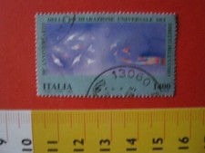 AB ITALIA FRANCOBOLLO USATO 1998 DICHIARAZIONE DIRITTI UOMO 50 ANNI MANO ARTE
