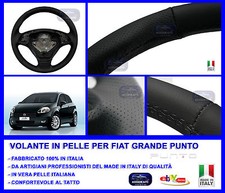  VOLANTE RIVESTITO  VERA PELLE FIAT GRANDE PUNTO MADE IN ITALY STERZO MANUBRIO