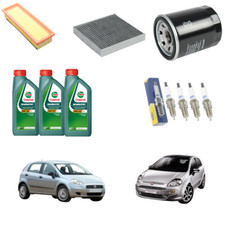 Kit Tagliando 3 Lt Olio CASTROL + 3 Filtri + 4 Candele per FIAT Grande Punto Evo