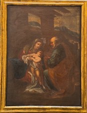 Dipinto antico olio tela - su,