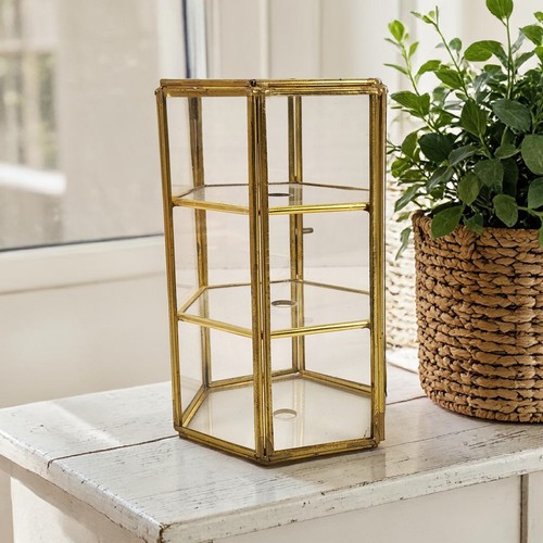 Vtg brass glass small - glass,