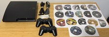 Sony Playstation 3 PS3 Slim 120GB Console LOT 17 Games 2 OEM Controllers  TESTED