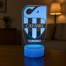 Lampada in Plexiglass Disegno Stemma del Catania Calcio e Nome Personalizzato De
