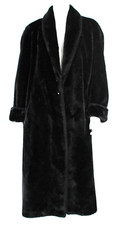 Cappotto TYBER by ST JOHN vintage nero pelliccia sintetica scialle colletto bottoni-fronte L