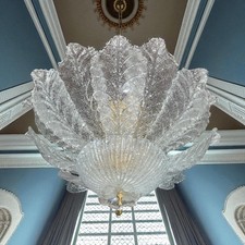 grande plafoniera da incasso Barovier&Toso a forma di fiore di Murano, anni '70