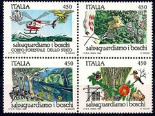 Italia 1984 Protezione Foreste Antifumo Cinghiale Coniglio Uccellini Elicottero MNH
