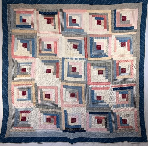 1900 antique log cabin quilt - antique,