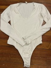 Body bianco a costine manica