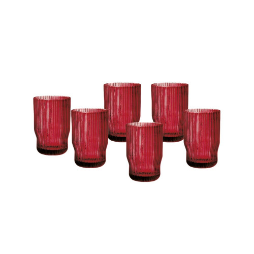 Bicchiere plisse rosso set - bicchiere,