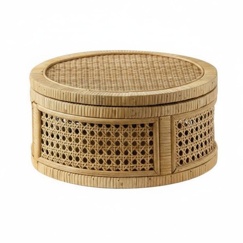 Scatola rotonda rattan - scatola,