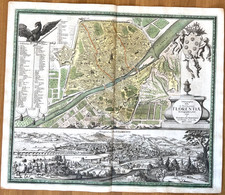 Antica mappa di Firenze "Florentia" Eredi Homann- Florenz , 1750 ca.