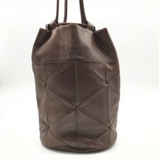 Borsa a tracolla Prada in pelle marrone con coulisse e logo in rilievo vintag...