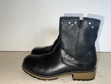 STIVALETTI CHELSEA CLARKS ADOLESCENTE IN PELLE NERA BORCHIE CON CERNIERA UK 13,5 EU 32,5 KD013