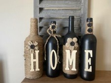 ARREDAMENTO CASA Bottiglie DECORATE DIPINTI ARTE SHABBY DECORAZIONE IDEA REGALO