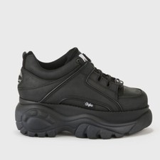 Buffalo Calf London Boots scarpe con plateau scarpe donna/uomo nere taglia 35 bi...