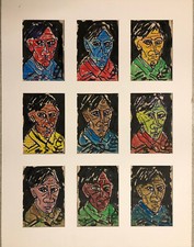  09 disegni, china  e acquerello su  antichi fogli notes - 10,5x15 - NC129