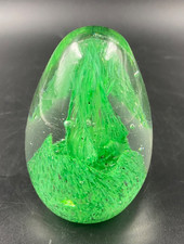 Fermacarte soprammobile UOVA VETRO MURANO fantasia smeraldo