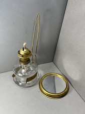 Lampada, lanterna vintage  ad olio in vetro con specchio e  stoppino nos