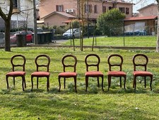 6 sedie in legno imbottite in velluto e coordinate in buono stato