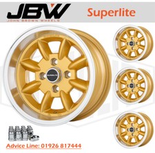 7x13 Ruote Piatto Profondo Superlite 4x100 PCD Set di 4 Oro