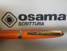 🔴 OSAMA penna sfera lacca arancione profili dorati scrive