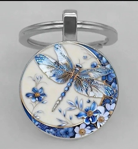 Beautiful blue dragonfly - blue, round