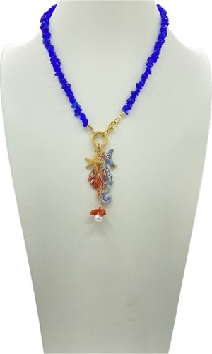 Collana agata blu - agata, con