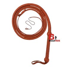 Frusta Indiana Jones 10 Piedi Vera Pelle Tan 12 Fili Intrecciata a Mano Wester