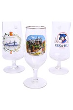 Set 3 Bicchieri Birra Vintage Motivi Città Collezione Uomo