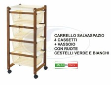 CARRELLO SALVASPAZIO LEGNO FAGGIO NOCE CASS. B.CO-VERDI FRUTTA VERDURA