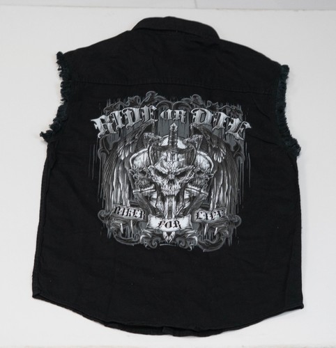 Vintage y2k biker - vest, skulls