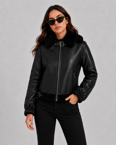 Giacca donna nera ecopelle