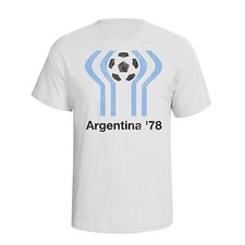 T-Shirt Argentina 78 Classica Mondiali di Calcio Uomo Qualità Cotone Distress Eco