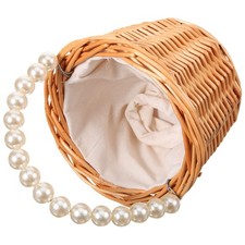 Cesto bambina fiori in vimini rattan con manico finto per bomboniere matrimonio