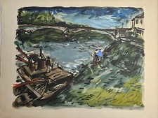 Maurice de VLAMINCK  (1876 - 1958) Opera Incisione Acquaforte Rive Gauche  1951