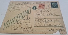 STORIA POSTALE- 1944 REGNO INTERO POSTALE RSI C.30 CART. SOPRASTAMPA ROSSO F/299
