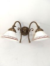 Appliques Lampada da parete in ottone con ceramica traforata bianca e marrone