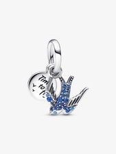 Charm Pandora Rondine Pietre Blu pendente 792570C01 Ciondolo Argento Zirconi