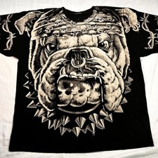 T-shirt vintage 1996 blu liquido nera toro cane gangster gatti succhiano taglia XL (?) - LEGGI