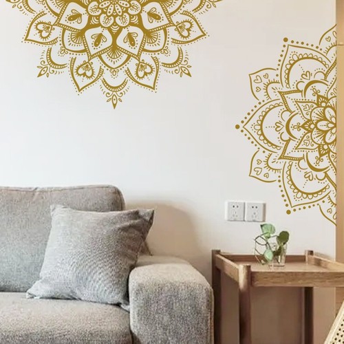 Adesivo murale oro mandala - adesivo,