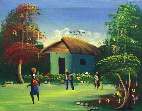 Quadro folkart haitiano - quadro,