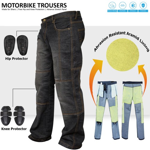 Pantaloni jeans moto - moto, nero