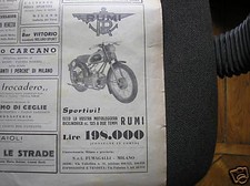 MOTO RUMI 125 RARISSIMA PUBBLICITA' 1950 MILANO SPORT