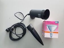 LAMPADA SPOT PICCHETTO FARETTO OSRAM LUCE GIARDINO AIUOLA PAR38 60W NERO CON CAV