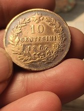 Moneta 10 Centesimi 1867 Napoli Vittorio Emanuele II Non Comune 