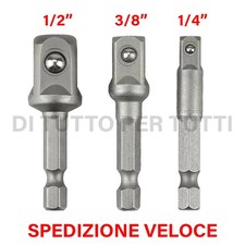 Set adattatori per avvitatore bussole da 1/4 3/8 1/2, con attacco esagonale 1/4"