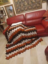 POP ART COPERTA VINTAGE LAVORATA A MANO ALL'UNCINETTO. LANA MORBIDA