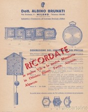 § BRUNATI OROLOGI ALL'INGROSSO - Foglio pubblicit. e lettera - Milano 1952